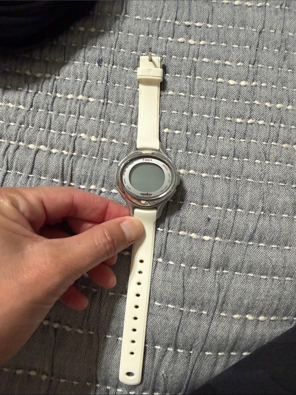 Timex White Digital Sport Watch with Silver Bezel